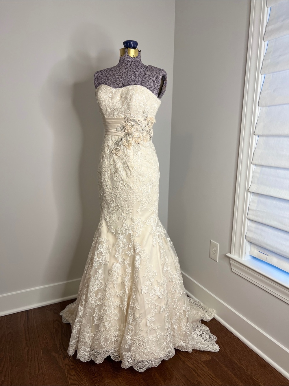Allure Bridals Champagne Lace Corset Gown - Picture 1 of 8